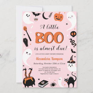 A little Boo Pink Halloween Baby Girl Shower Invitation