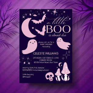 A little boo pink Halloween baby shower Invitation