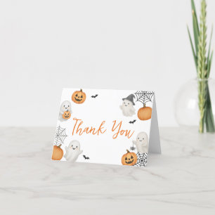 A Little Boo Pumpkin Halloween Baby Shower Thank You Card