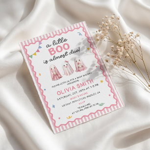 A Little Boo Striped Girl Baby Shower Invitation