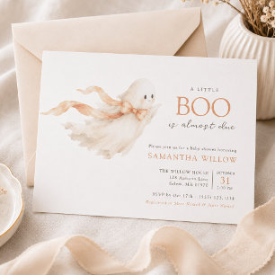 A Little Boo Watercolor Halloween Baby Shower Invitation