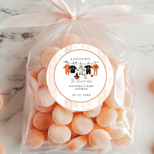 A little bue Halloween is almost due baby shower Classic Round Sticker (Creator Uploaded)