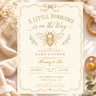 A Little Bumblebee Baby Shower Mummy Bee Vintage Invitation