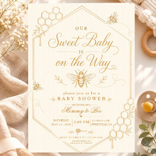 A Little Bumblebee Baby Shower Mummy Bee Vintage Invitation