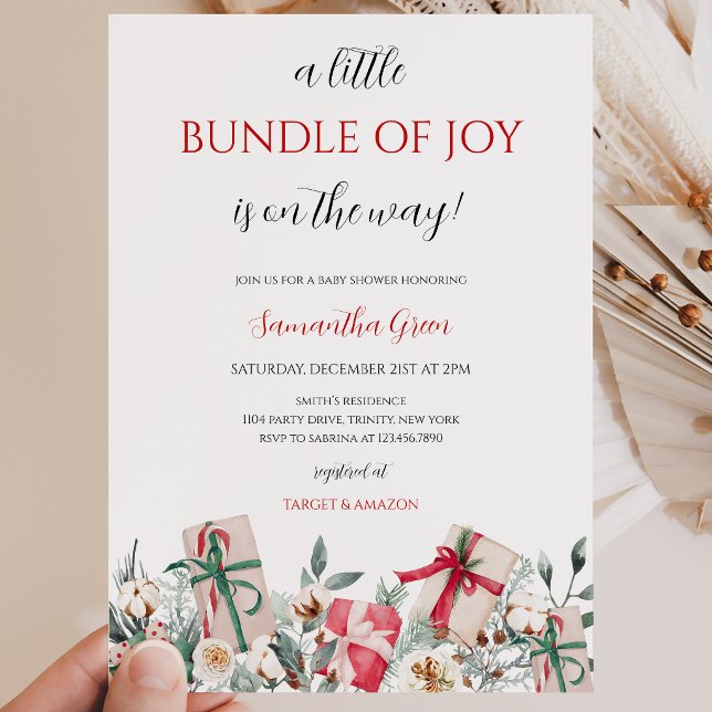 A Little Bundle of Joy Christmas Baby Shower Invitation (Creator Uploaded)