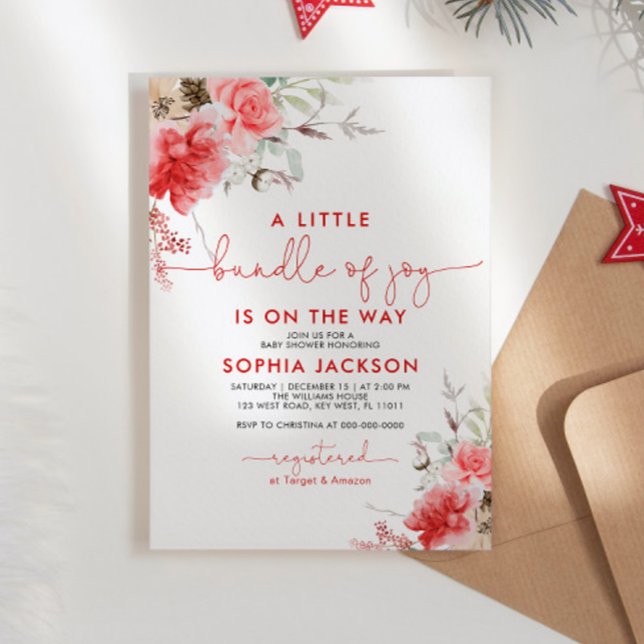 A Little Bundle Of Joy Christmas Baby Shower Invitation (Creator Uploaded)