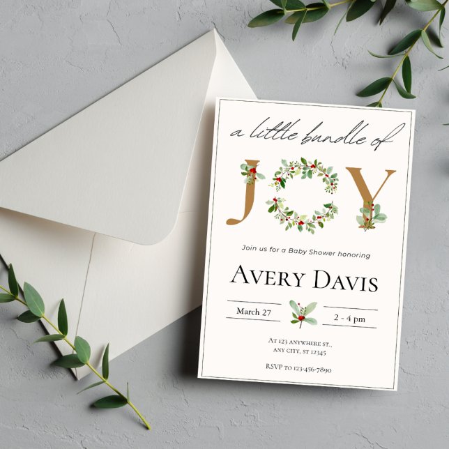 A little bundle of joy Christmas Baby Shower Invitation (Creator Uploaded)