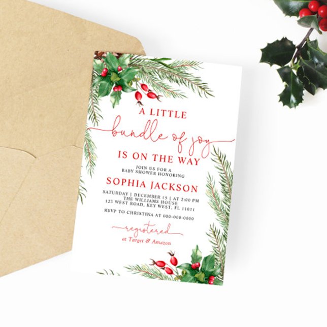 A Little Bundle Of Joy Christmas Baby Shower Invitation (Creator Uploaded)