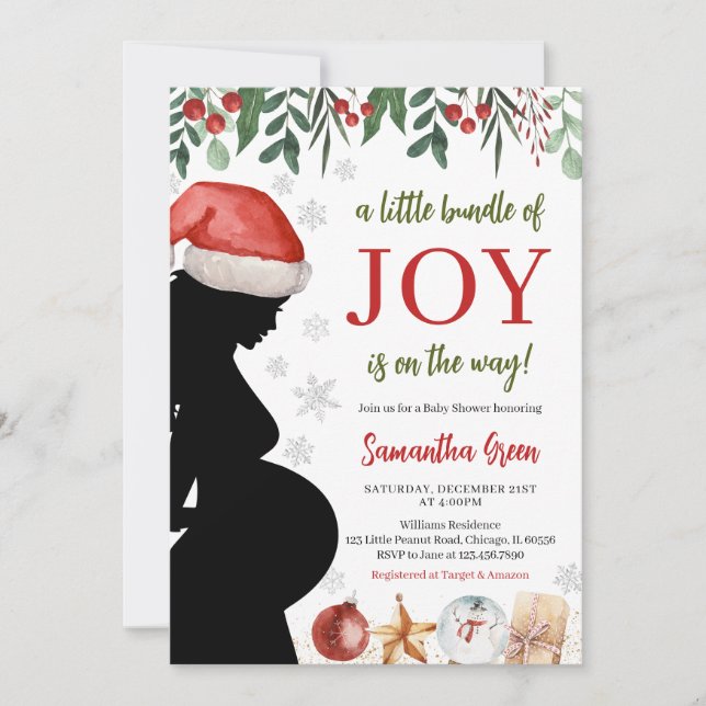 A Little Bundle of Joy Christmas Baby Shower Invitation (Front)
