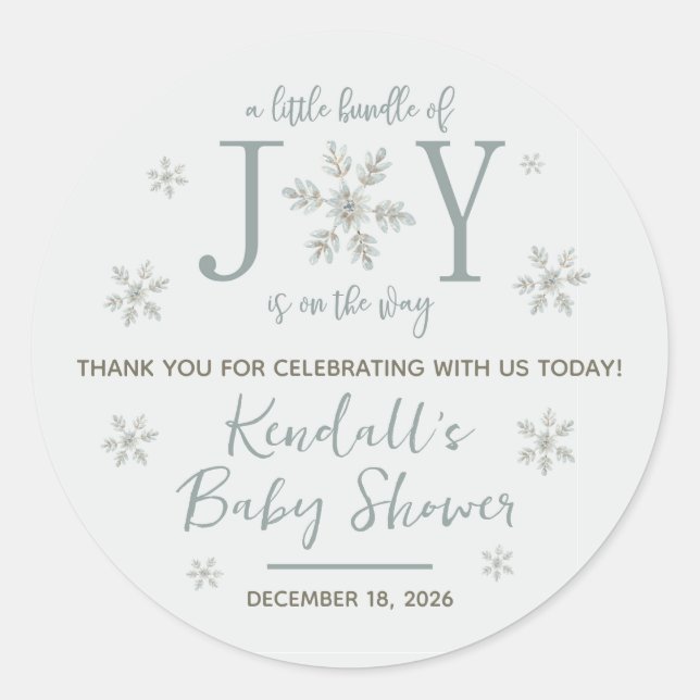 A Little Bundle of Joy is on the Way Baby Shower Classic Round Sticker (Front)