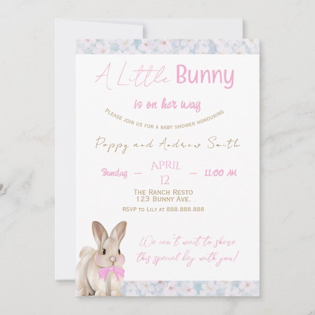 A Little Bunny Baby Shower Invitation (Front)