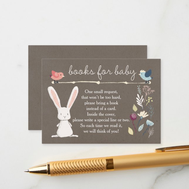 A Little Bunny Books For Baby Book Request Enclosure Card (Front/Back In Situ)