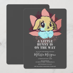 A Little Bunny Cute Baby Shower Grey Invitation