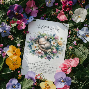 A little bunny floral Baby Girl Shower Invitation