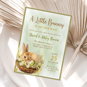 A Little Bunny Floral Spring Rabbit Baby Shower Invitation