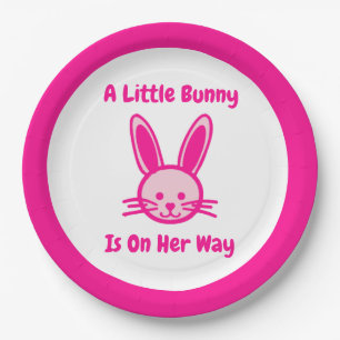 A Little Bunny Is On Her Way Girl Pregnancy Paper Plate