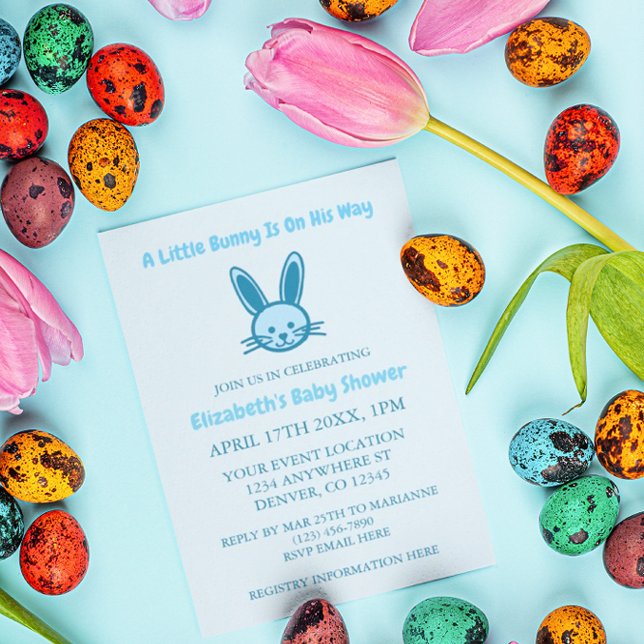 A Little Bunny Is On His Way Baby Shower Invitation (Creator Uploaded)