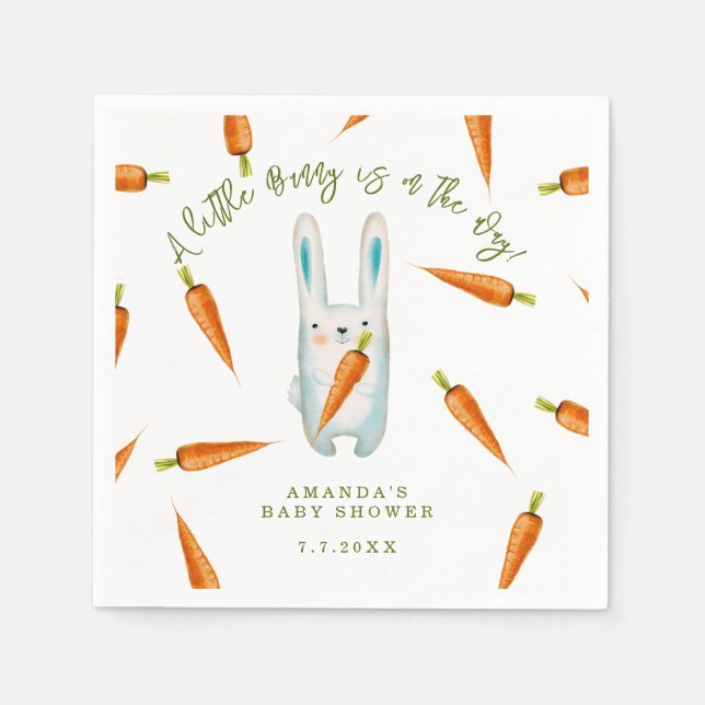 A little Bunny is on the way! Baby Shower Napkin (Front)