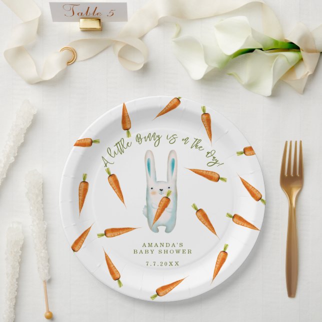 A little Bunny is on the way! Baby Shower Paper Plate (Wedding)