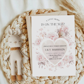 A Little Bunny Is On The Way Baby Shower Party Invitation