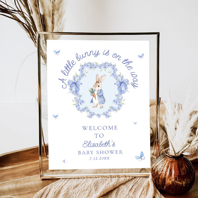 A Little Bunny Is On The Way Baby Shower Welcome Poster (Creator Uploaded)