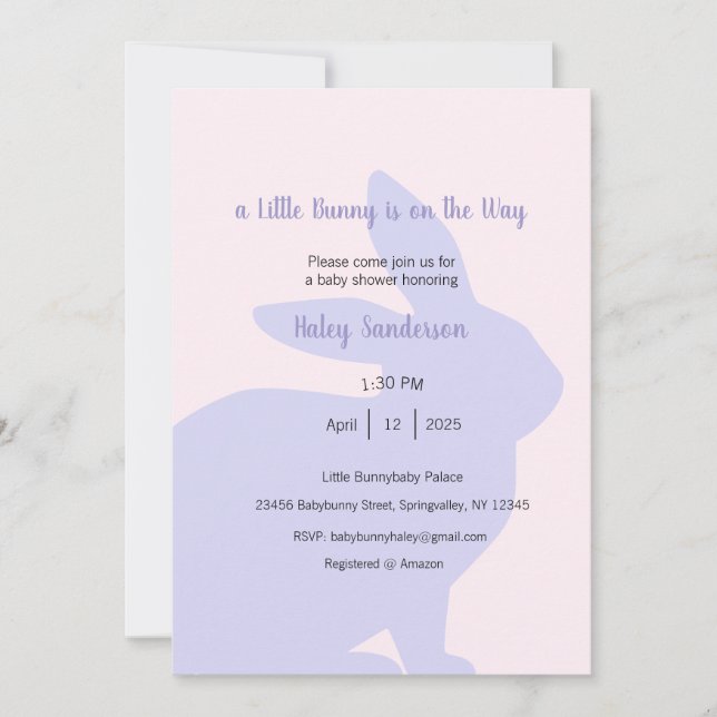A Little Bunny is on the Way Invitation (Front)