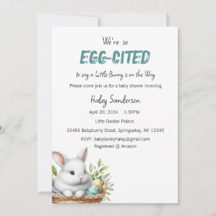 A Little Bunny is on the Way Invitation, Egg-cited Invitation