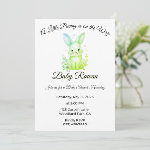 A Little Bunny is on the Way Pastel Green Shower  Invitation