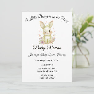 A Little Bunny is on the Way Pastel Olive Green  Invitation