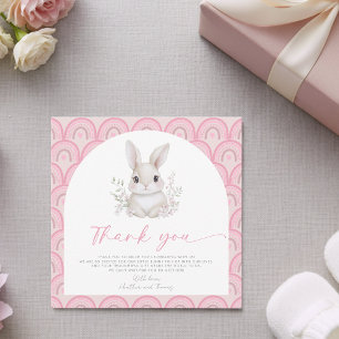 A Little Bunny Pink Rainbow Baby Shower Thank You Card