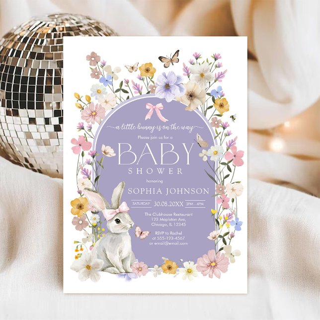 A Little Bunny Wildflower Baby Shower Invitation (Creator Uploaded)