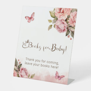 A Little Butterfly Baby Shower Books for Baby Pedestal Sign