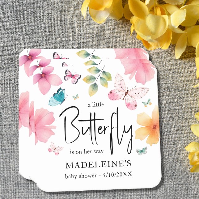 A Little Butterfly Baby Shower Coaster (Creator Uploaded)
