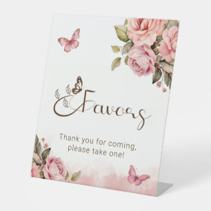 A Little Butterfly Baby Shower Favours Pedestal Sign