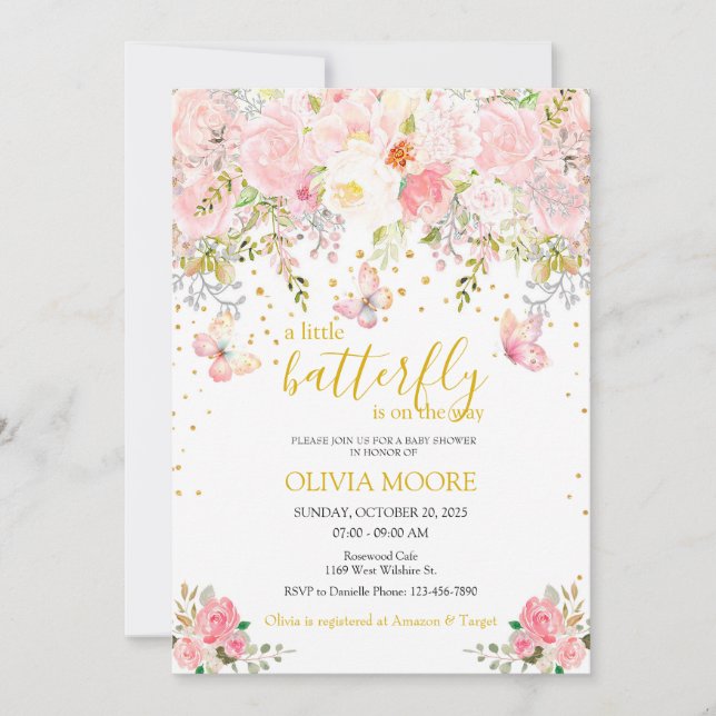 A little butterfly baby shower invitation (Front)