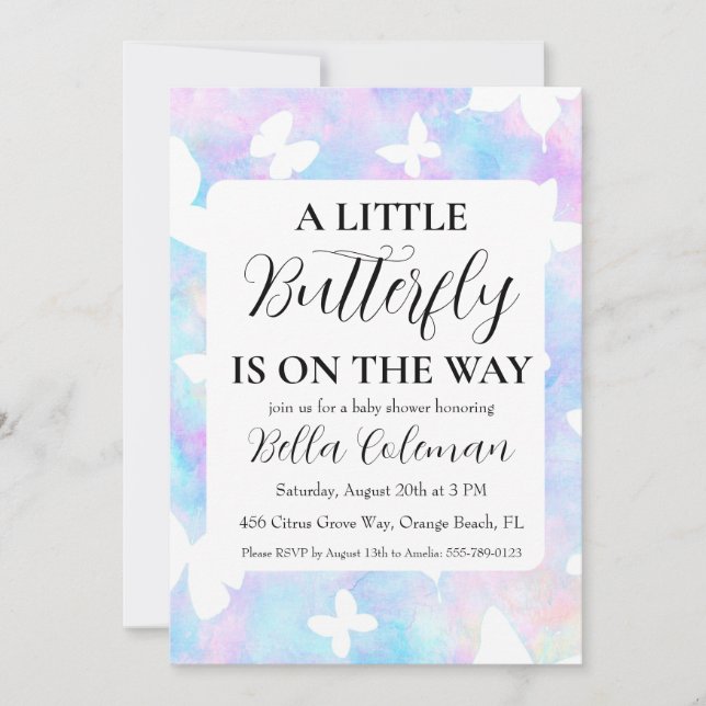 a little butterfly baby shower invitations (Front)