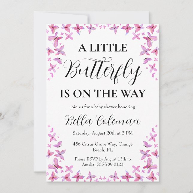 a little butterfly baby shower invitations (Front)