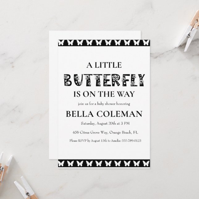 a little butterfly baby shower invitations (Front/Back In Situ)