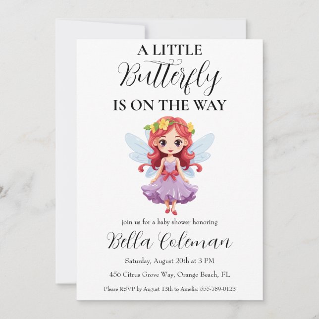 a little butterfly baby shower invitations (Front)