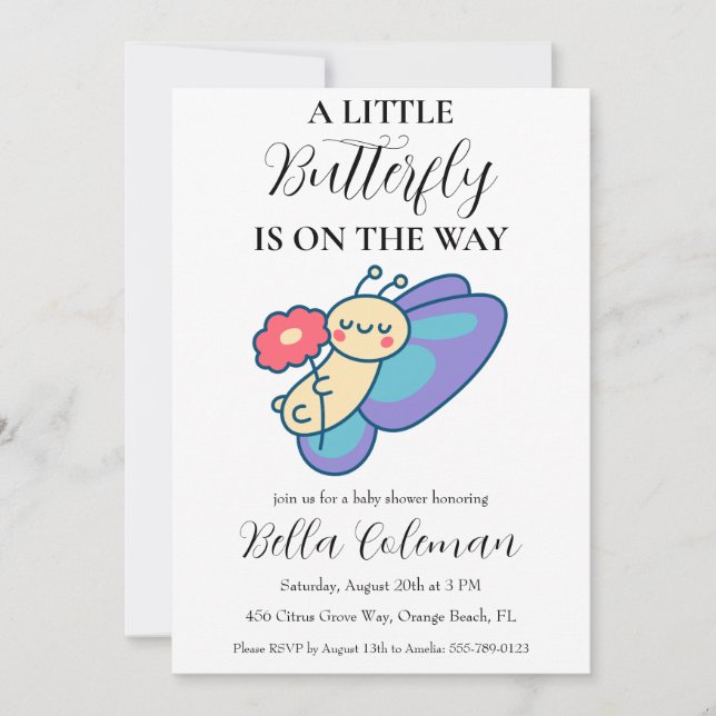 a little butterfly baby shower invitations (Front)