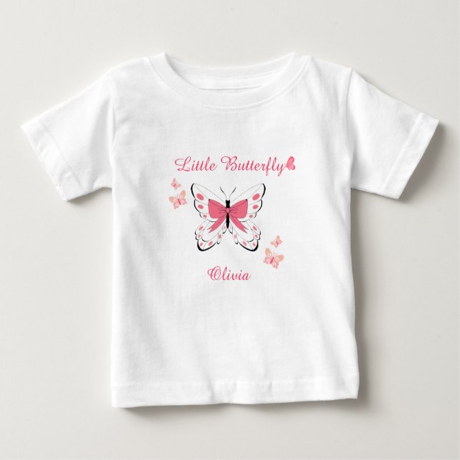 A Little Butterfly Baby Shower Pink Baby Girl  T-Shirt (Front)