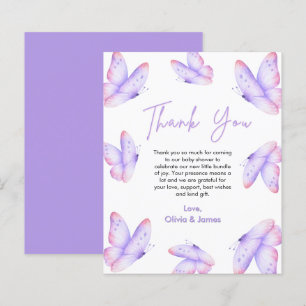 A Little Butterfly Baby Shower Thank You Card