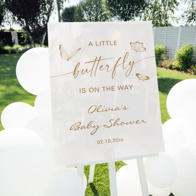 A Little Butterfly Baby Shower Welcome Acrylic Sign (Creator Uploaded)
