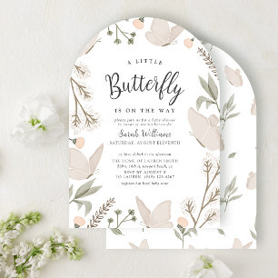 A Little Butterfly Botanical Whimsical Baby Shower Invitation