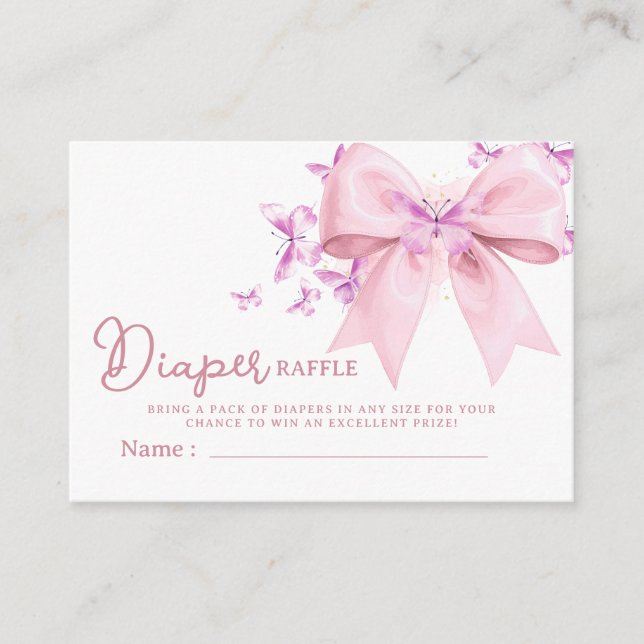  A Little Butterfly Bow Baby Shower  Enclosure Card (Front)
