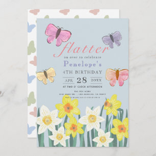 A Little Butterfly Daffodil Girl Birthday Invitation