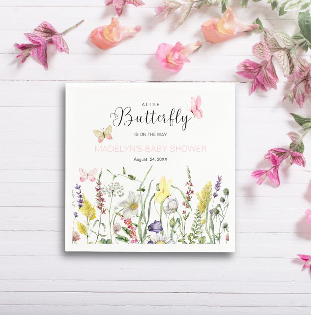 A Little Butterfly Floral Baby Shower Paper Napkin (Creator Uploaded)