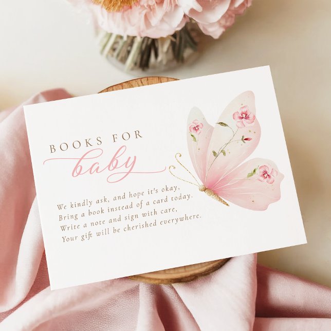A Little Butterfly Floral Books for Baby Card (Creator Uploaded)
