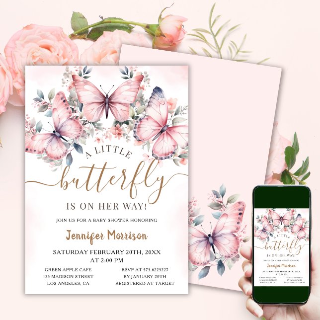 A Little Butterfly | Floral Butterfly Baby Shower Invitation (Creator Uploaded)