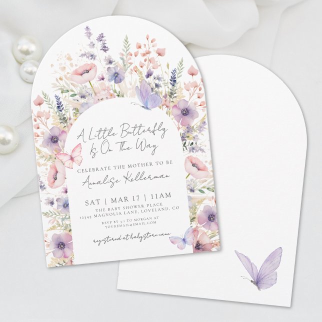 A Little Butterfly Floral Wildflower Baby Shower Invitation (A Little Butterfly Floral Wildflower Baby Shower Invitation)